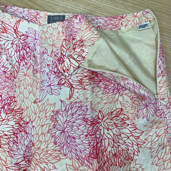 Sigrid Olsen 2 Piece Linen Blend Pantsuit Gold Red Button Up Size Medium 8 - Picture 7 of 16